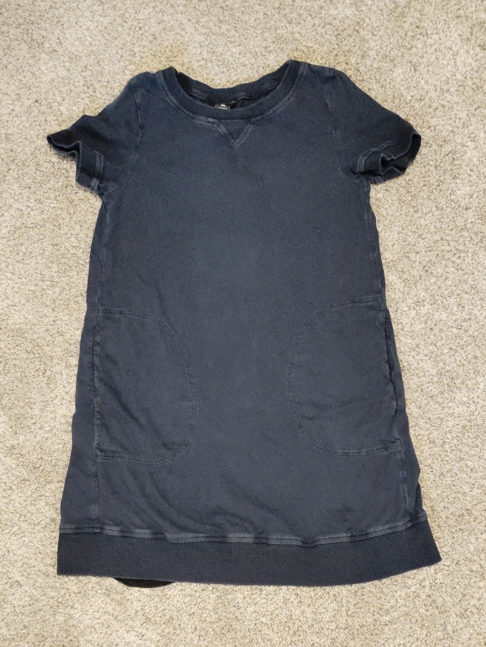 European Culture Navy Short Sleeve Knit Pocket Dress